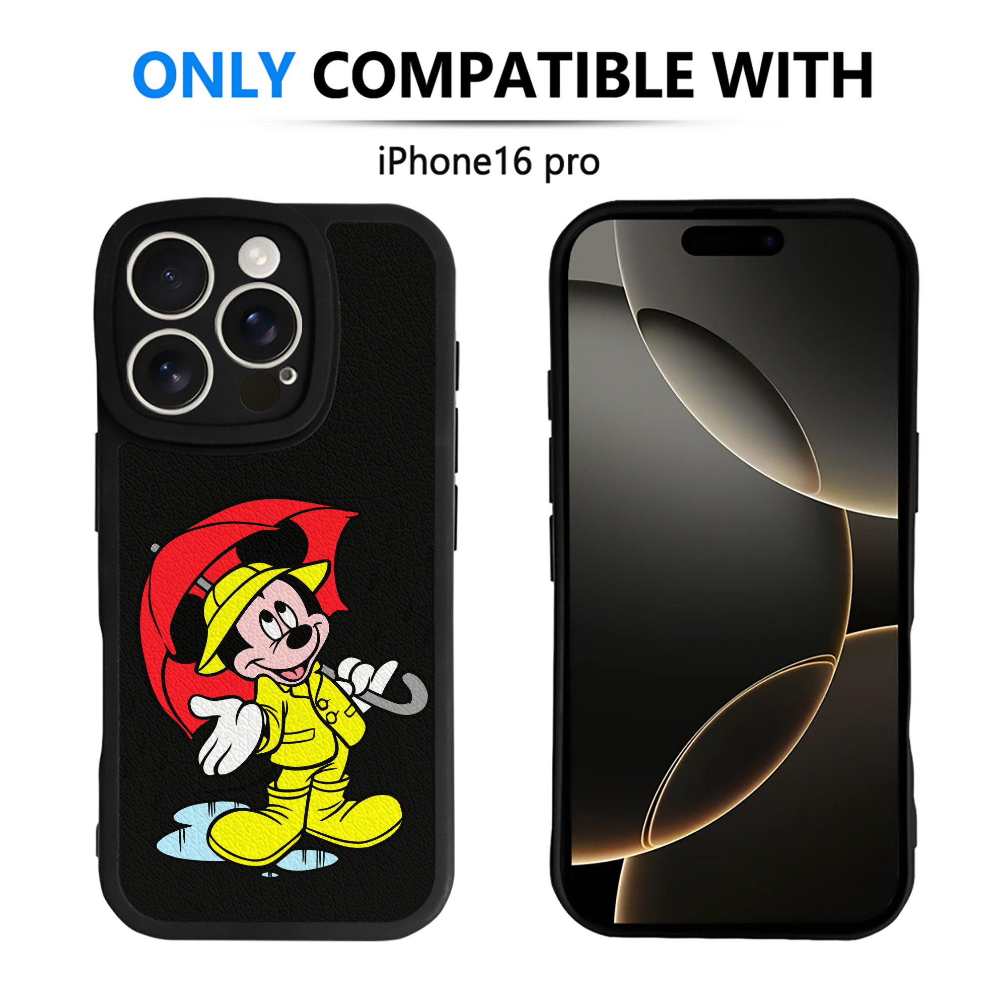 （画像用） ミッキーマウス Mickey Mouse 【iPhone 16シリーズ対応】シリコンスマホケース（レザー調） 材質：シリコン